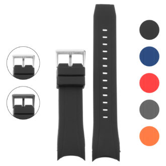 R.cz1.1 Gallery Black Strapsco Silicone Rubber Watch Band For Citizen Eco Drive Aqualand Chronograph