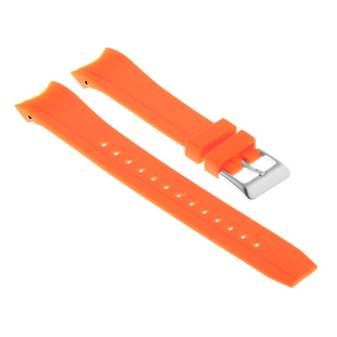 R.cz1.12.ss Angle Orange (Silver Buckle) StrapsCo Silicone Rubber Watch Band For Citizen Eco Drive Aqualand Chronograph