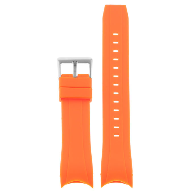 R.cz1.12.ss Up Orange (Silver Buckle) StrapsCo Silicone Rubber Watch Band For Citizen Eco Drive Aqualand Chronograph