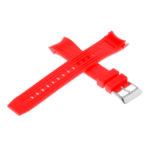 R.cz1.6.ss Cross Red (Silver Buckle) StrapsCo Silicone Rubber Watch Band For Citizen Eco Drive Aqualand Chronograph