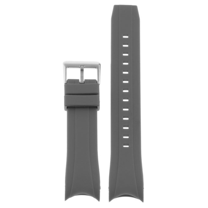 R.cz1.7.ss Up Grey (Silver Buckle) StrapsCo Silicone Rubber Watch Band For Citizen Eco Drive Aqualand Chronograph