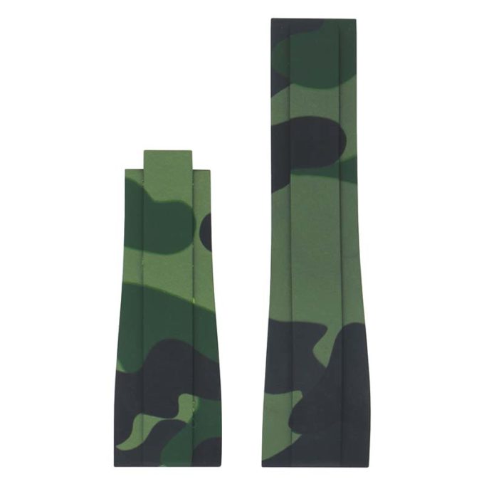 R.rx4.11.nb Up Green Camo (No Clasp) StrapsCo Silicone Rubber Camo Replacement Watch Bands Strap For Rolex With Straight Ends