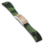 R.rx4.11.ss.rg Main Green Camo (Silver & Rose Gold Clasp) StrapsCo Silicone Rubber Camo Replacement Watch Bands Strap For Rolex With Straight Ends