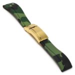 R.rx4.11.yg Main Green Camo (Yellow Gold Clasp) StrapsCo Silicone Rubber Camo Replacement Watch Bands Strap For Rolex With Straight Ends