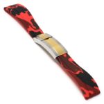 R.rx4.6.ss.yg Main Red Camo (Silver & Yellow Gold Clasp) StrapsCo Silicone Rubber Camo Replacement Watch Bands Strap For Rolex With Straight Ends