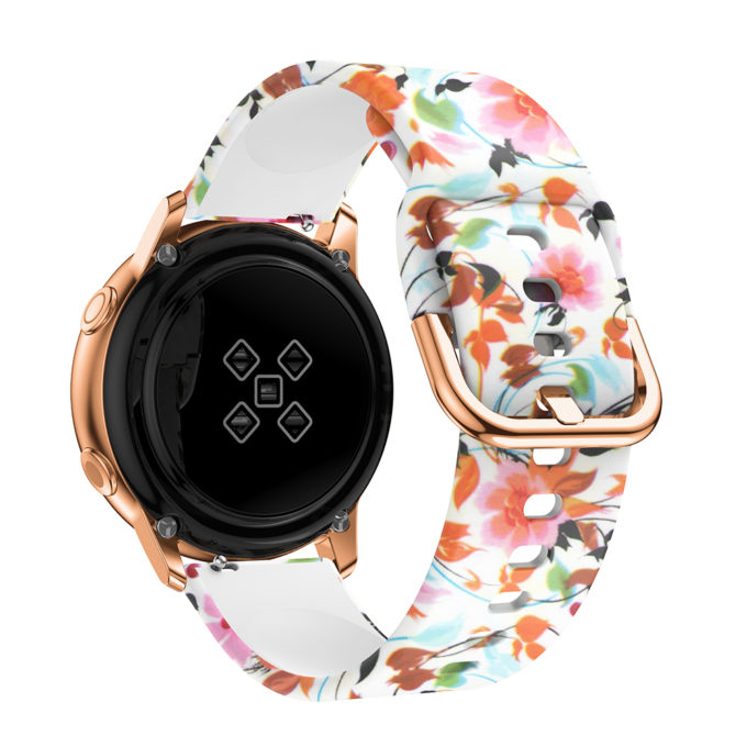 s.r12.d Back White Floral StrapsCo Patterned Silicone Rubber Watch Band Strap for Samsung Galaxy Watch Active
