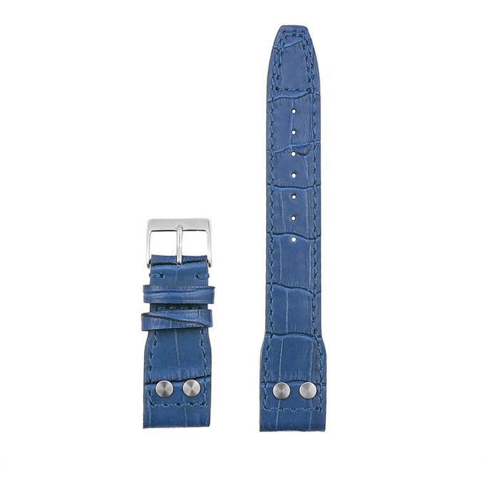 Embossed Crocodile Watch Strap - Navy Blue 