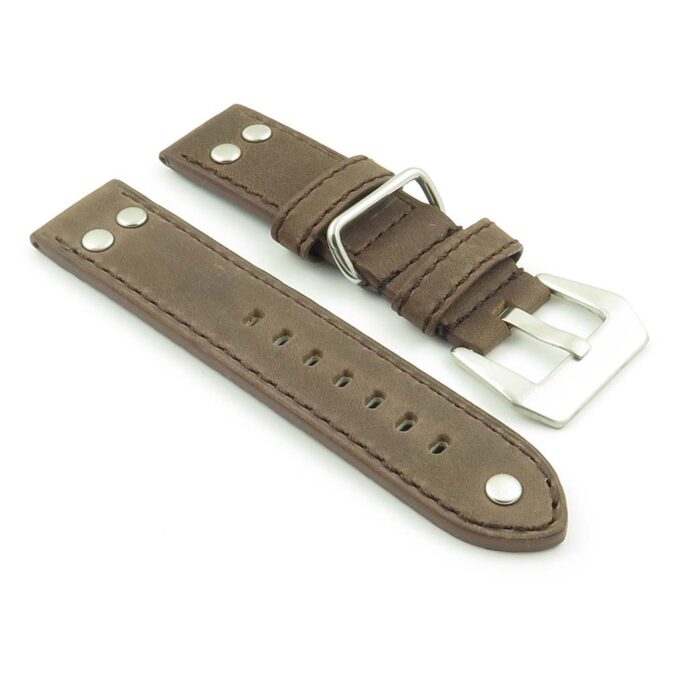DASSARI Liberty P600.2 Leather Strap with Metal Keeper and Rivets in Brown