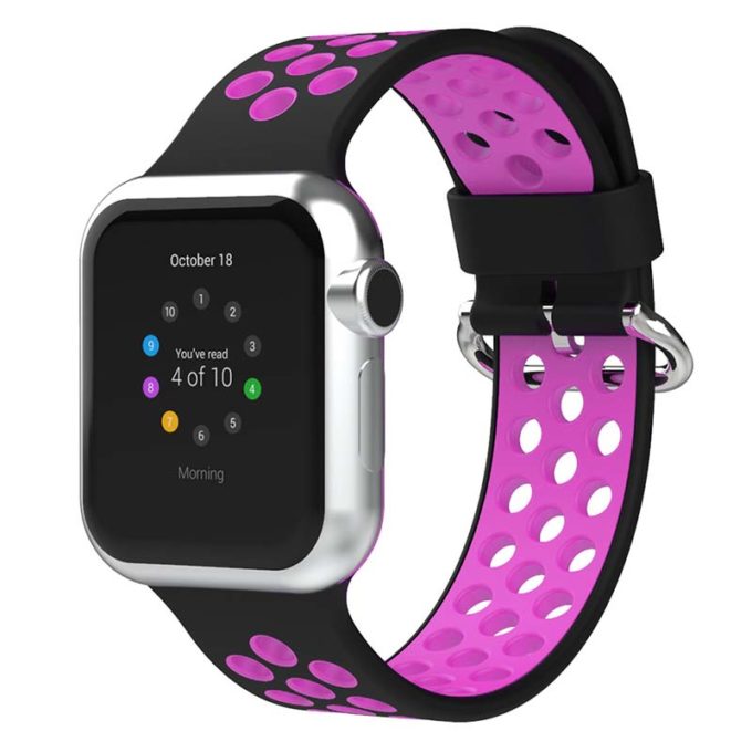 A.r2.1.18 Main Black & Purple StrapsCo Silicone Perforated Rubber Watch Band Strap For Apple Watch Series 12345