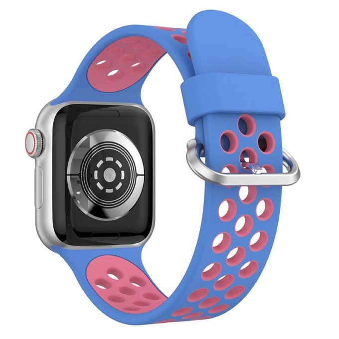 A.r2.5.6a Back Blue & Light Red StrapsCo Silicone Perforated Rubber Watch Band Strap For Apple Watch Series 12345