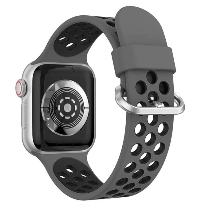 A.r2.7.1 Back Grey & Black StrapsCo Silicone Perforated Rubber Watch Band Strap For Apple Watch Series 12345
