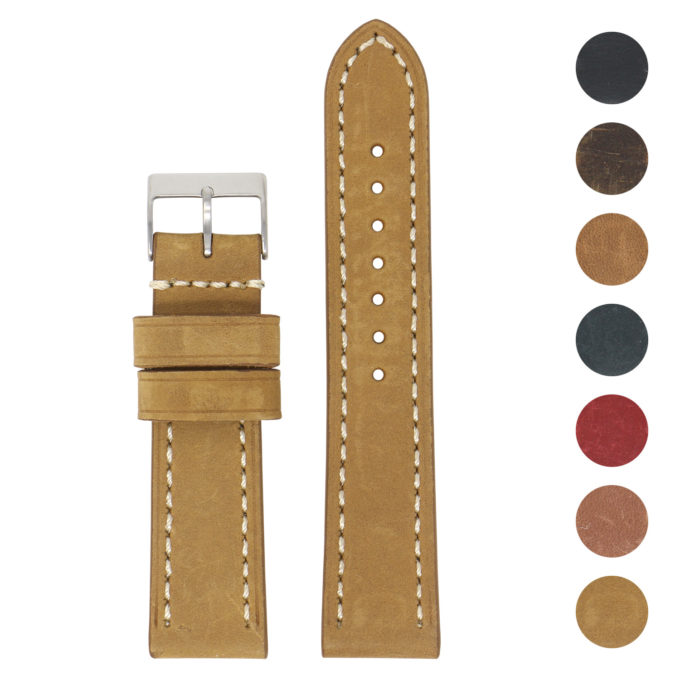df3.17 Gallery Dark Sand StrapsCo Vintage Leather Watch Band Strap Short Standard Extra Long