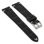 ds20.1 Angle Black DASSARI Vintage Alligator Leather Watch Band Strap 18mm 19mm 20mm 21mm 22mm 24mm