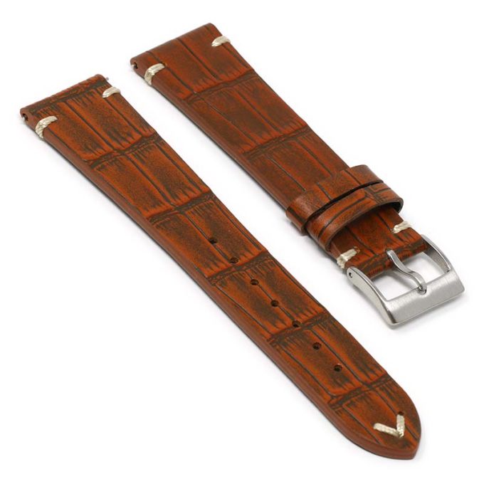 ds20.3 Angle Tan DASSARI Vintage Alligator Leather Watch Band Strap 18mm 19mm 20mm 21mm 22mm 24mm