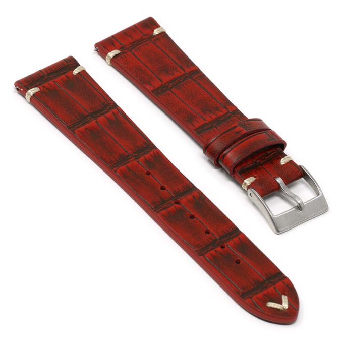 ds20.6 Angle Red DASSARI Vintage Alligator Leather Watch Band Strap 18mm 19mm 20mm 21mm 22mm 24mm