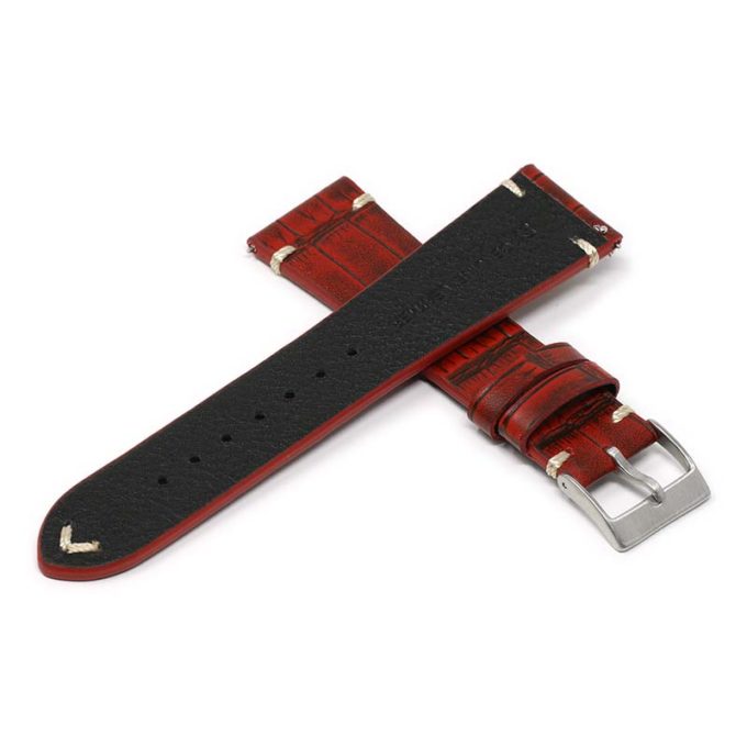 ds20.6 Cross Red DASSARI Vintage Alligator Leather Watch Band Strap 18mm 19mm 20mm 21mm 22mm 24mm