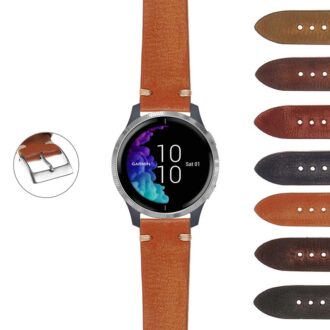 G.vu.ks4 20mm StrapsCo Hand Stitched Vintage Washed Leather Strap For Garmin Venu