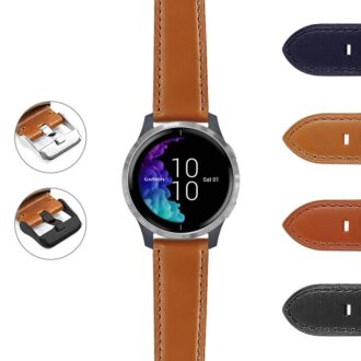G.vu.sw.l2 20mm DASSARI Italian Leather Strap For Garmin Venu