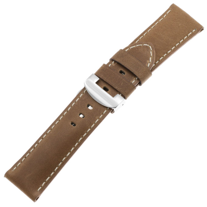 ps3.3.ps Main Classic Cigar Salvage Leather Panerai Watch Band Strap With Polished Silver Deployant Clasp