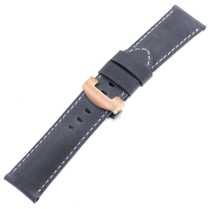 ps3.5.rg Main Oyster Blue Salvage Leather Panerai Watch Band Strap With Rose Gold Deployant Clasp