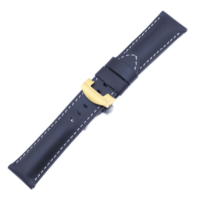 ps5.5.yg Main Navy Blue Smooth Leather Panerai Watch Band Strap With Yellow Gold Deployant Clasp