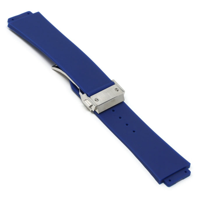 r.hb2 .5.ss Main Blue Brushed Silver Clasp StrapsCo Silicone Rubber Watch Band Strap For Hublot Big Bang