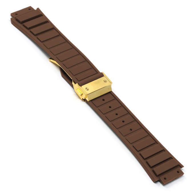 r.hb3 .2.yg Main Brown Yellow Gold Clasp StrapsCo Silicone Rubber Watch Band Strap For Hublot Big Bang