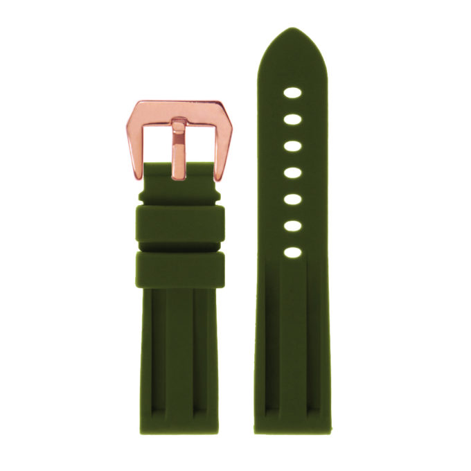 r.pn1 .11.rg Silicone Rubber Strap in Green w Rose Gold Buckle 2