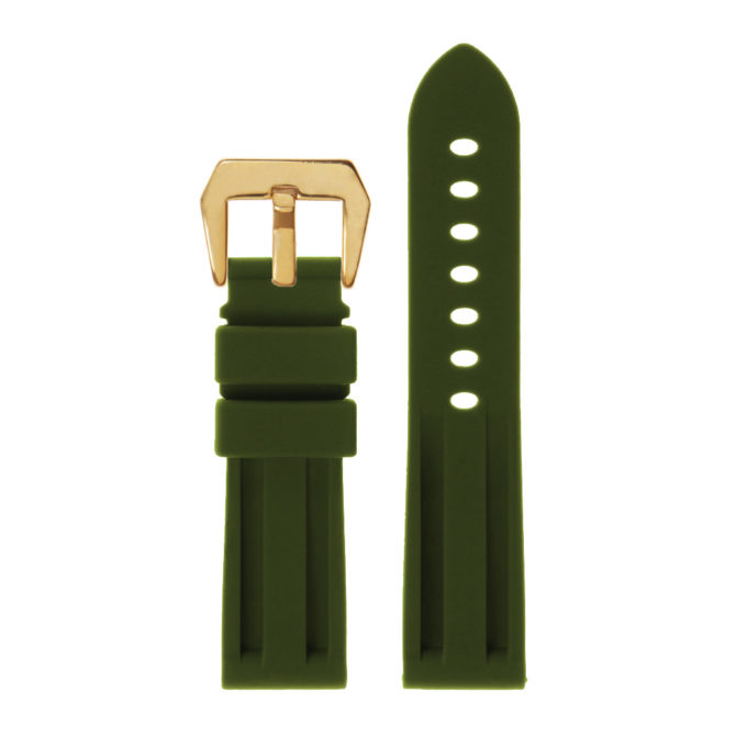 r.pn1 .11.yg Silicone Rubber Strap in Green w Yellow Gold Buckle 2