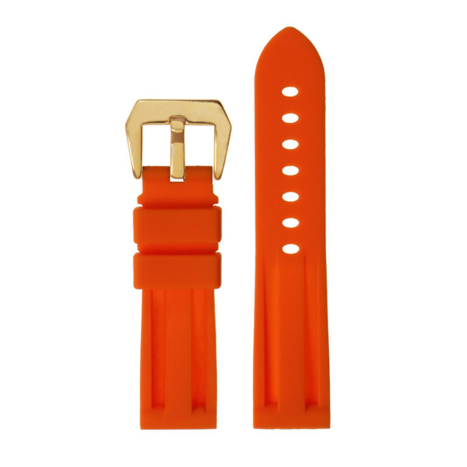 r.pn1 .12.yg Silicone Rubber Strap in Orange w Yellow Gold Buckle 2