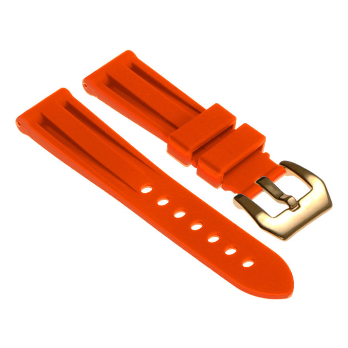 r.pn1 .12.yg Silicone Rubber Strap in Orange w Yellow Gold Buckle