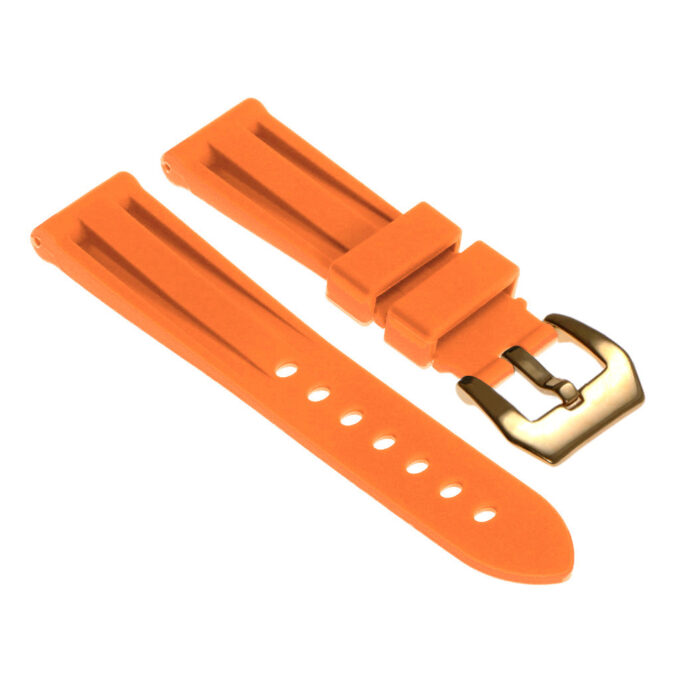 r.pn1 .12a.yg Silicone Rubber Strap in Tangerine w Yellow Gold Buckle