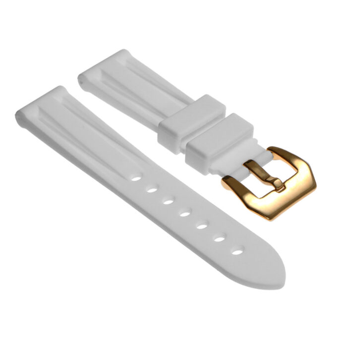 r.pn1 .22.yg Silicone Rubber Strap in White w Yellow Gold Buckle