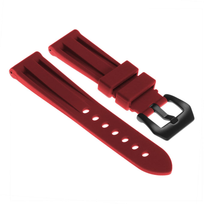 r.pn1 .6.mb Silicone Rubber Strap in Red w Matte Black Buckle