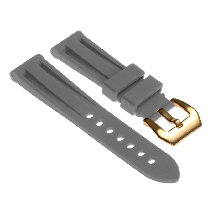 r.pn1 .7a.yg Silicone Rubber Strap in Slate w Yellow Gold Buckle