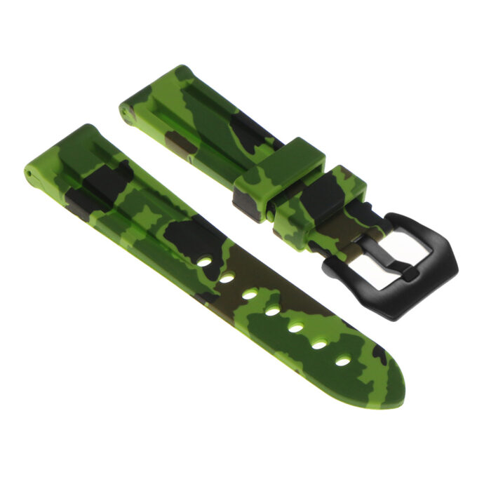 r.pn2 .11.mb Silicone Rubber Camo Strap in Green w Matte Black Buckle