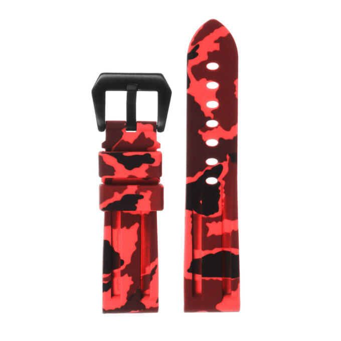 r.pn2 .6a.mb Silicone Rubber Camo Strap in Light Red w Matte Black Buckle 2