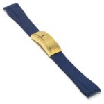 R.rx1.5.yg Main Blue (Yellow Gold Clasp) StrapsCo Silicone Rubber Replacement Watch Band Strap For Rolex With Curved Ends