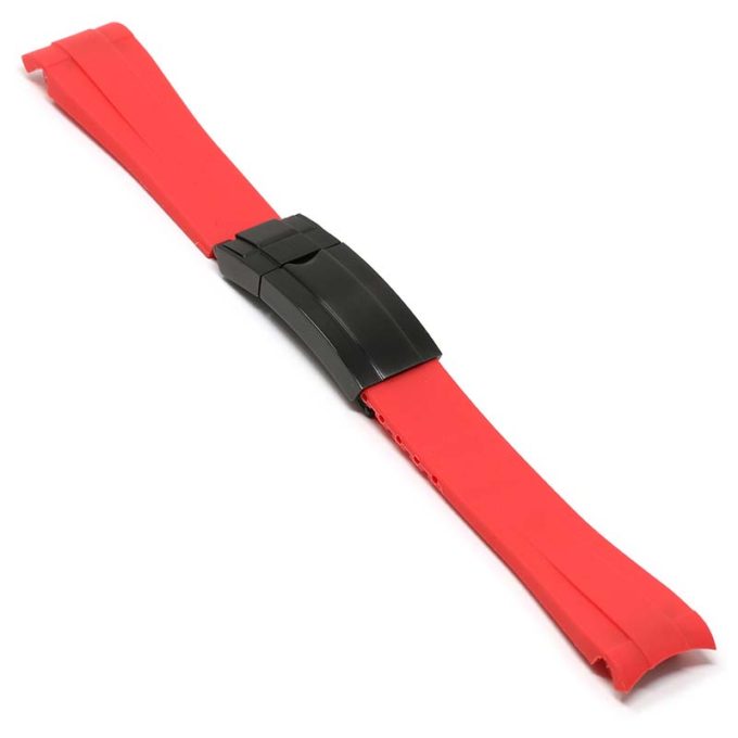 R.rx1.6.mb Main Red (Black Clasp) StrapsCo Silicone Rubber Replacement Watch Band Strap For Rolex With Curved Ends