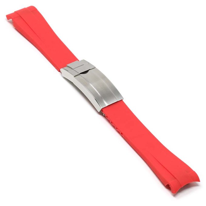 R.rx1.6.ss Main Red (Silver Clasp) StrapsCo Silicone Rubber Replacement Watch Band Strap For Rolex With Curved Ends