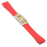 R.rx1.6.ss.yg Main Red (Silver & Yellow Gold Clasp) StrapsCo Silicone Rubber Replacement Watch Band Strap For Rolex With Curved Ends