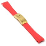 R.rx1.6.yg Main Red (Yellow Gold Clasp) StrapsCo Silicone Rubber Replacement Watch Band Strap For Rolex With Curved Ends