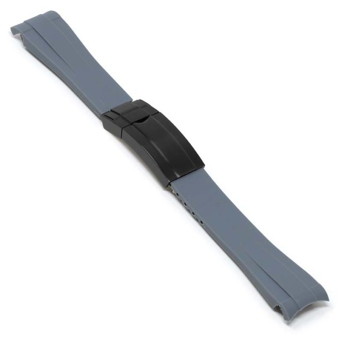 R.rx1.7.mb Main Grey (Black Clasp) StrapsCo Silicone Rubber Replacement Watch Band Strap For Rolex With Curved Ends