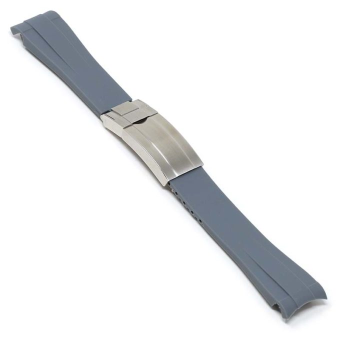 R.rx1.7.ss Main Grey (Silver Clasp) StrapsCo Silicone Rubber Replacement Watch Band Strap For Rolex With Curved Ends