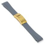 R.rx1.7.yg Main Grey (Yellow Gold Clasp) StrapsCo Silicone Rubber Replacement Watch Band Strap For Rolex With Curved Ends
