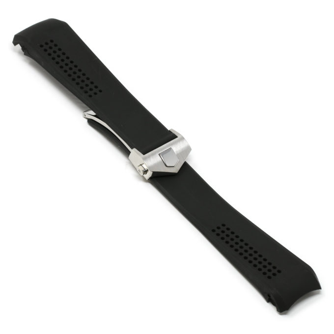 r.tag3 .1.bs Main Black Brushed Silver Clasp StrapsCo Silicone Rubber Watch Band Strap For Tag Heuer Carrera Calibre