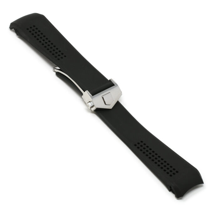 r.tag3 .1.ps Main Black Polished Silver Clasp StrapsCo Silicone Rubber Watch Band Strap For Tag Heuer Carrera Calibre
