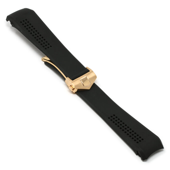 r.tag3 .1.rg Main Black Rose Gold Clasp StrapsCo Silicone Rubber Watch Band Strap For Tag Heuer Carrera Calibre