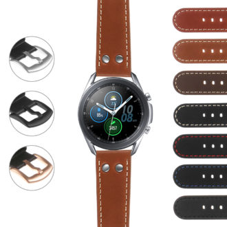 S.gx3.ds15 DASSARI Leather Pilot Strap With Rivets Samsung Galaxy Watch 3 45mm 41mm 22mm 20mm