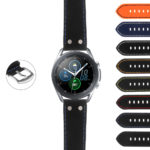 S.gx3.pu10 StrapsCo Rubber Aviator Strap With Rivets For Samsung Galaxy Watch 3 45mm 41mm 22mm 20mm